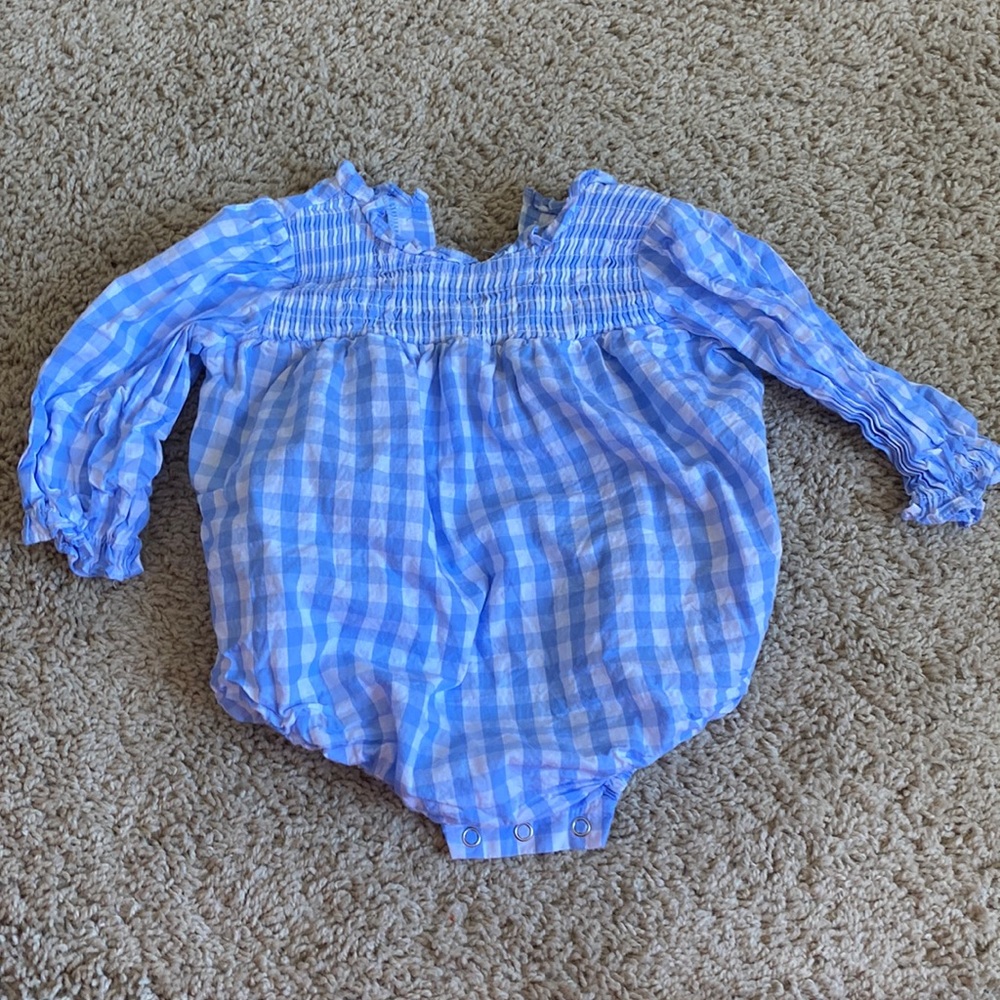 Stitchy fish blue gingham bubble